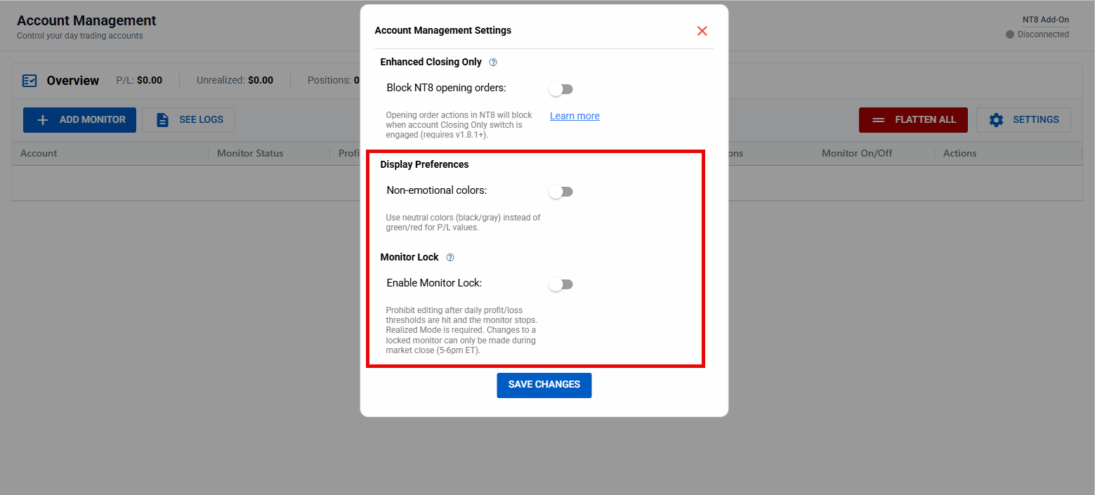 Account Manager Settings