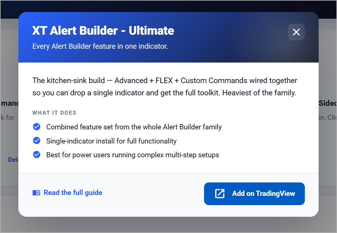 XT Alert Builder Ultimate Pro tile on the TradingView Tools page
